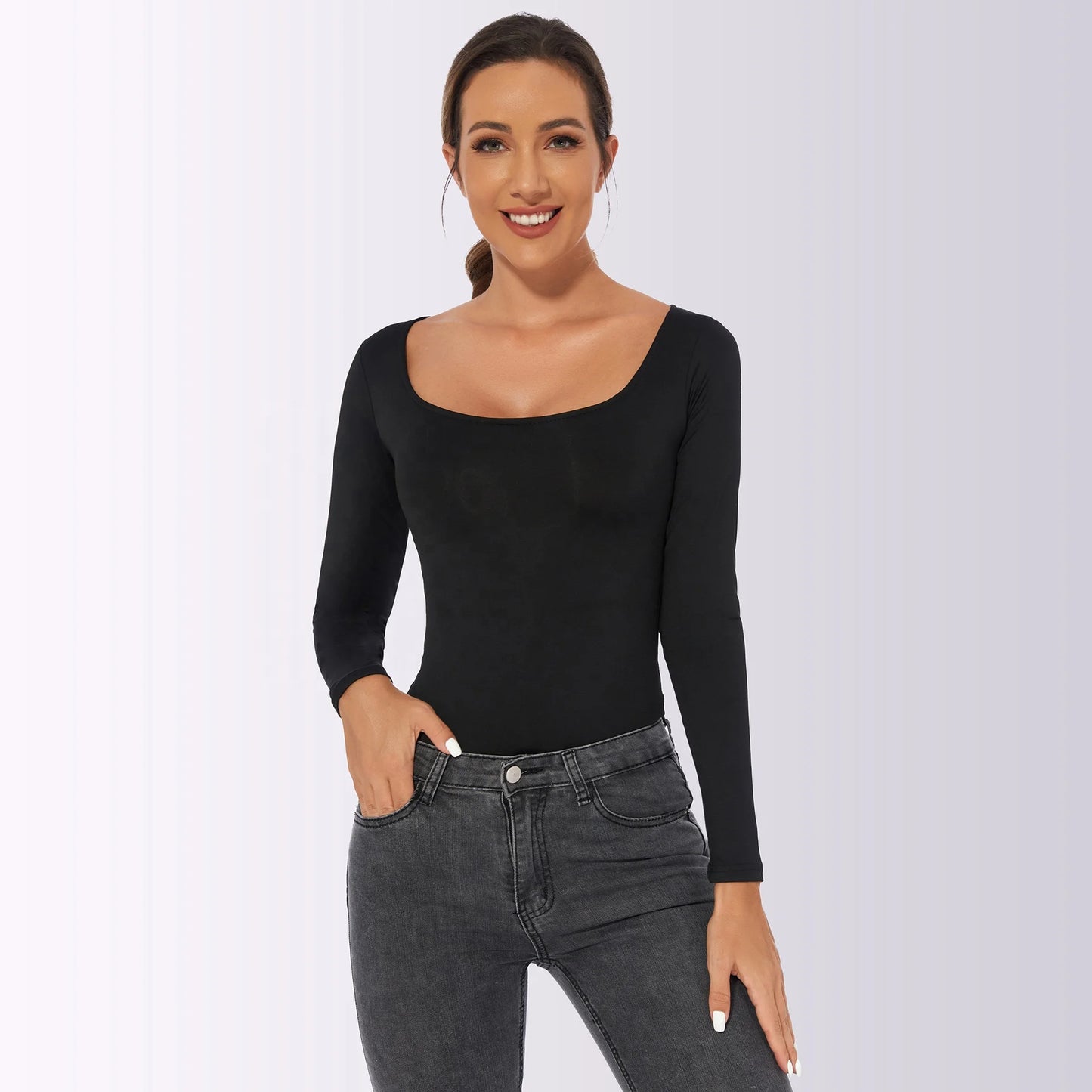 Women's Long Sleeve Bodysuits Slim Fit Legging Jumpsuit