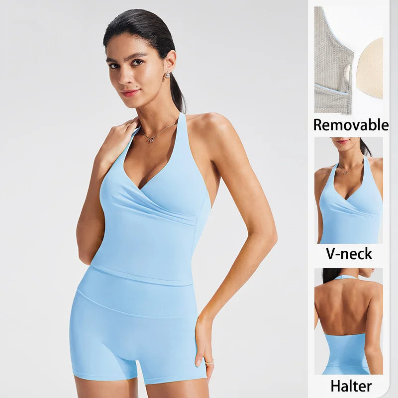Halter Sports Bra High Waist Leggings/Shorts