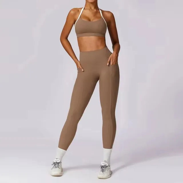 Yoga Set 2PCS Women Sportswear Push Up Workout Clothes Athletic Wear