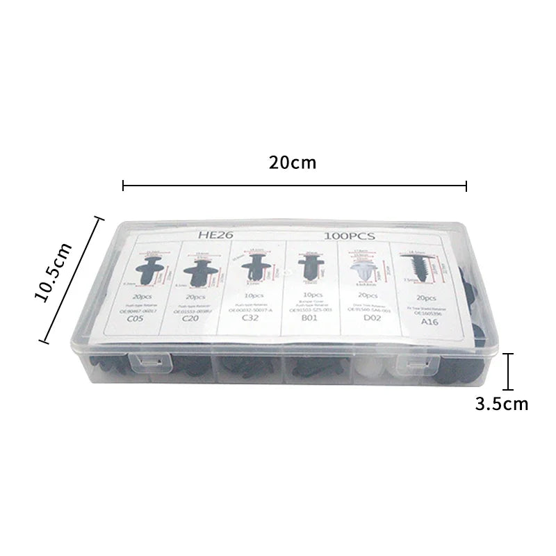 100pcs Auto Fastener Clip Kit