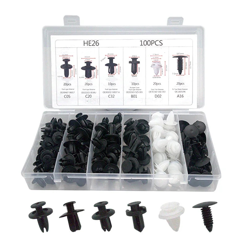 100pcs Auto Fastener Clip Kit