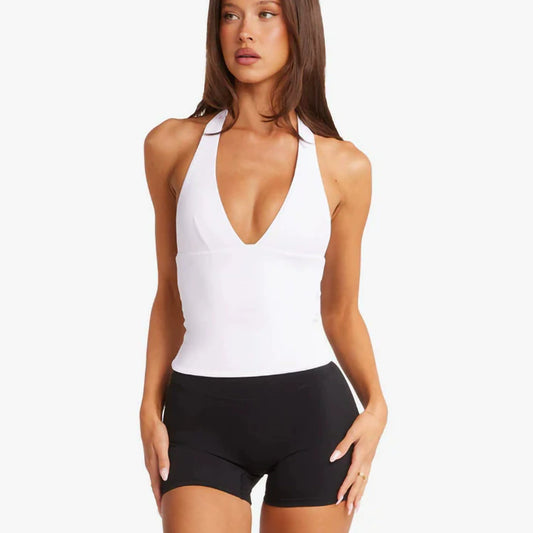 Tight Halterneck Vest Pilates Sports Yoga Long Workout Top Bra