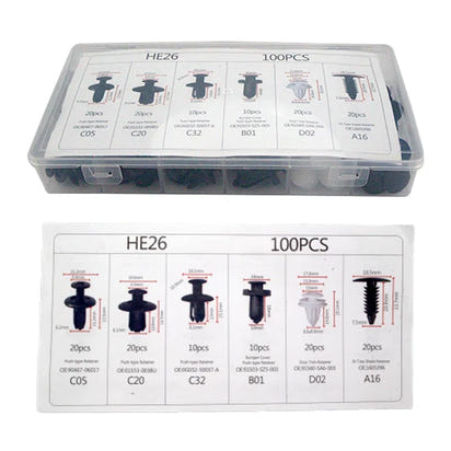 100pcs Auto Fastener Clip Kit